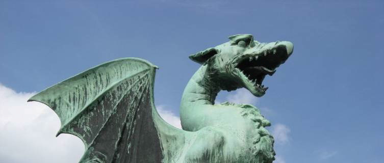 Dragon statue on Ljubljana bridge